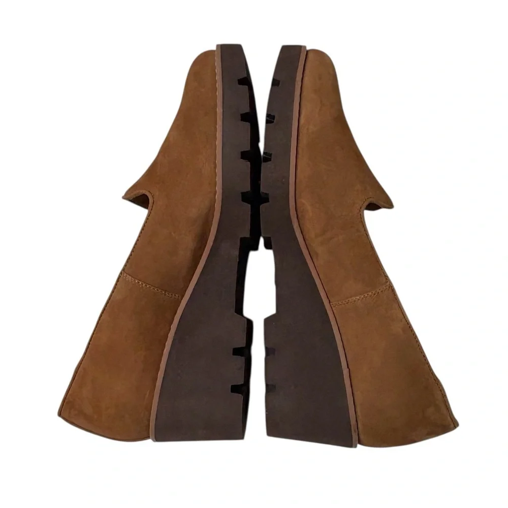 Vionic Willa Wedge Toffee Suede Slip On Loafer Moc Wedge Shoe Orthopedic 8.5 NEW